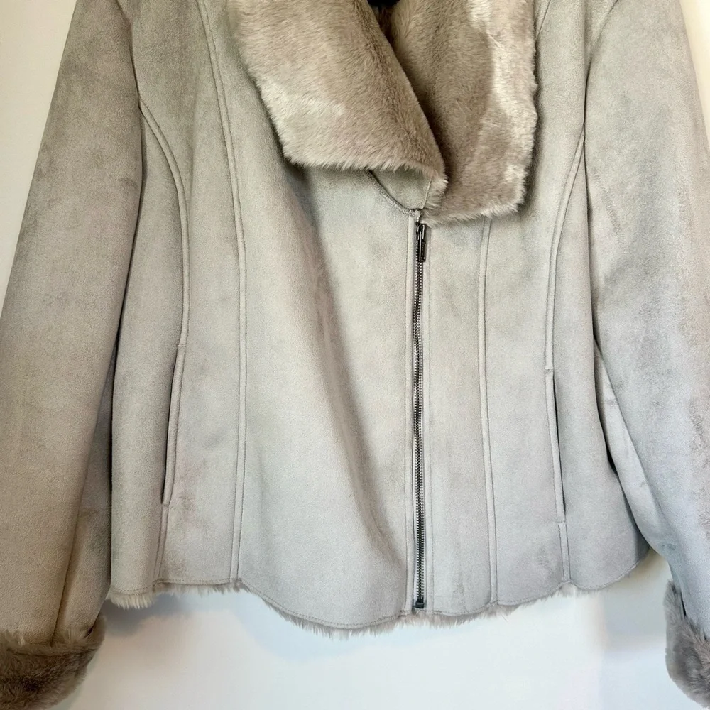 Dana Buchman Women's Gray Faux Suede Fur Jacket - Size: Extra Large